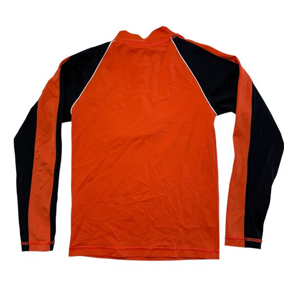 HANNA ANDERSSON Rash Guard Top in Orange Black Zipper Size 8 130 Long Sleeve - Picture 2 of 4